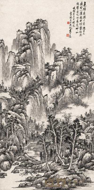吴徵 壬戌（1922年）作 千嶂叠翠图 轴 130×66cm